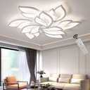 Modern Ceiling Light Led Dimmable Flush Mount Ceiling Lamp Fixture with Remote 9-Leaf White Ceiling Lights 31.1in for Bedroom Living Room Kitchen Dining Room Office