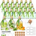 Hushee 24 Pcs 120ml Shot Glass Patron Bottles with Cork Straw 4 oz Mini Empty Tequila Bottles for Drinks Small Reusable Clear Patron Liquor Cups with Silk Ribbon Wedding Party Favors, 1.97 x 3.8 in