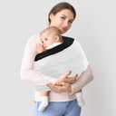TKKOK Baby Wrap Carrier, Unisex Baby Carrier, Lightweight & Ultra Soft, Easy to Wear Baby Wrap, Perfect for Newborn Toddlers (Large, Black/Beige)