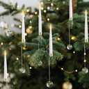 LUSHARBOR Christmas Tree Candles, 10 Pack Flameless Taper Candles for Christmas Tree Decor, Fake LED Candle Battery Operated with Remote for Xmas Wedding Home Gift with Crystal Ball Hook