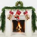 Christmas Norfolk Pine Garland, 2PCS 9Ft Real Touch Artificial Pine Greenery Christmas Garlands for Table Fireplace Wall Home Indoor Outdoor Decoration