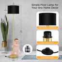 Gold Floor Lamps for Living Room, Modern Bright Standing Lamp, Black Lamp Shades, Foot Switch, Simple Pole Lamps Corner Lamp for Bedroom,Office, Living Room, Den, Black Living Room Lamp (No Bulb)