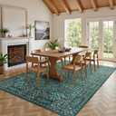 Washable Area Rug 9x12 Living Room Rug,Dark Green Rug for Dining Room Entryway Bedroom Farmhouse Nursery Home Office,Low Pile Stain & Slip Resistant Large Carpet for Bedroom