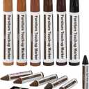 Furniture Repair Kit Wood Markers - Set of 13 - Markers and Wax Sticks with Sharpener Kit, for Stains, Scratches, Wood Floors, Tables, Desks, Carpenters, Bedposts, Touch Ups, and Cover Ups (6+6, Six Colorway Kit)