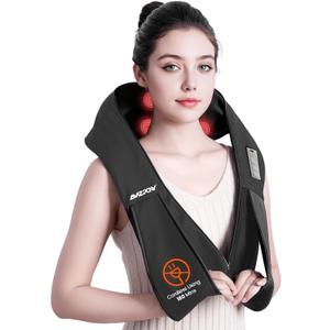 AMZPONY Cordless Neck Massager for Pain Relief Deep Tissue, Rechargeable Shiatsu Neck and Back Massager with Heat Kneading Shoulder Massage for Body Muscle Pain Relief,Gifts for Dad Mom Friends
