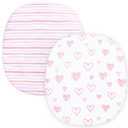 Bassinet Fitted Sheets Compatible with Graco Pack n-Play Dome LX Bassinet(not playard), 2 Pack, 100% Jersey Knit Cotton Fitted Sheets, Pink Print for Baby