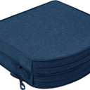 Outdoor Chair Cushions, Fade-Resistant & Water-Resistant, D Shaped Patio Furniture Seat Chair Pads Replacement with Ties, Non-Slip Bottom, Removable Cover, Set of 2, 17 x 16 Inch, Navy Blue, 17" x 16" 2 Pack