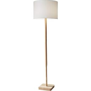Adesso Floor Lamp with Natural Rubberwood Base and White Linen Lampshade  3-Way Adjustable Brightness, Lamp for Bedroom, Living Room, and House Dcor, 58.5 x 16