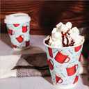 Upper Midland Products [100 Sets] 12 oz Double Wall Insulated Disposable Hot Chocolate Cups and Lids - Recyclable To Go Hot Cocoa Christmas Cups