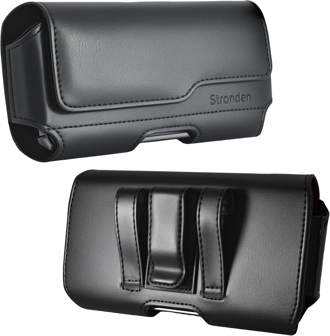 Magnetic Closure Holster for iPhone SE (2022, 2020), iPhone 8 - Leather Belt Case with Metal Belt Clip & Belt Loops Phone Pouch (Fits Slim/Battery Case) (Small)