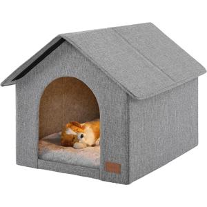 Indoor Dog House with Washable Plush Cushion - Medium Size, Suitable for Dogs & Cats