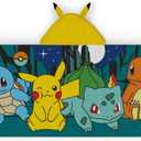 Pokemon Anime Kids Super Soft Bath/Pool/Beach Soft Cotton Terry Hooded Towel Wrap, 24 in x 50 in, (Official Licensed Product) By Franco