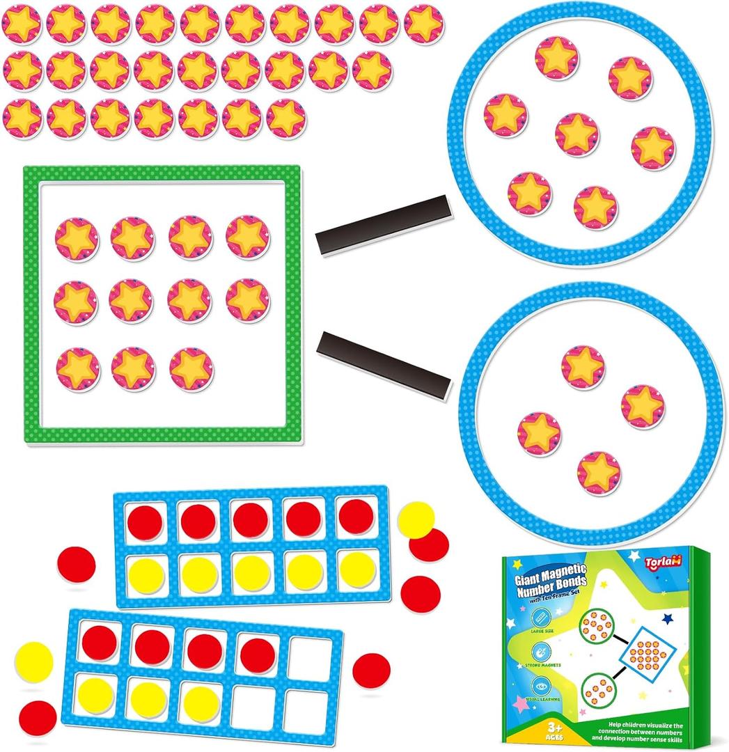 Torlam Magnetic Number Bonds & Ten Frame Set, Kindergarten, Preschool, 1st Grade Classroom Must Haves, Addition and Subtraction Kids Math Games for Whiteboard Torlam Magnetic Number Bonds & Ten Frame Set, Kindergarten, Preschool, 1st Grade Classroom Must Haves, Addition and Subtraction Kids Math Games for Whiteboard