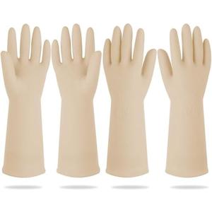 DABOGOSA Mamison 2 Pairs Reusable Waterproof Household Dishwashing Cleaning Rubber Gloves, Non-Slip Kitchen Glove (Ivory, Small (Pack of 2))