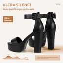 IDIFU IN5 Sabrina Black Heels Platform Block Chunky High Ankle Strap Heeled Sandals Sexy Wedding Party Dress Shoes for Women Open Toe Heels (Black Pu, 9)