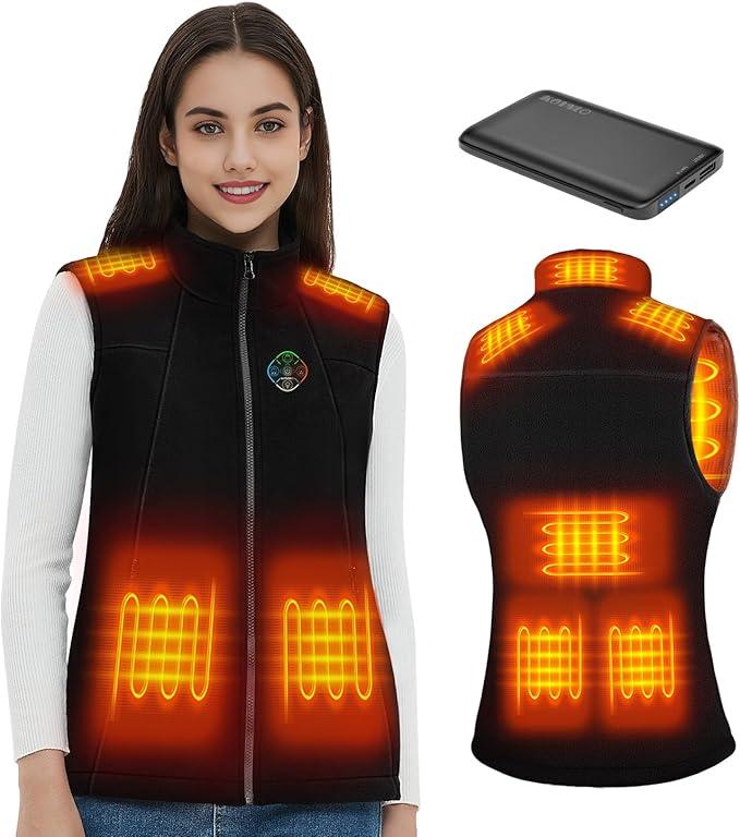 KOVNLO Heated Vest Women with Battery Pack Included, Smart Electric Lightweight Heated Jacket (Small, Fleeece)