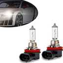 Pack-2 Car H11 Halogen Bulbs, 55W 12V Quartz Lamp, Super Bright Beam Low/High Beam Fog Light Replacement, All-in-one Plug and Play Bulb, Universal Lighting Accessories for Cars (White Light)