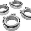 2.25 Inch V Band Clamp 4Pcs with Flange Male Female, 2.25 V Band For Pickup Truck Turbo Downpipe Exchange Exhaust Systems