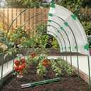 6 Sets Garden Hoops for Raised Beds & 30PCS Tomato Clips, Greenhouse Hoops for Netting, Rust-Free Diameter 0.23” Fiberglass Plant Support Garden Stakes Can Cover 2.8ft-3.5ft in Width (36PCS+30 Clips)