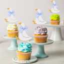 Honeydak 36 Pcs Silly Goose Cupcake Topper Silly Goose Baby Shower Decorations for Cake Decorations Birthday Party Supplies(Blue)