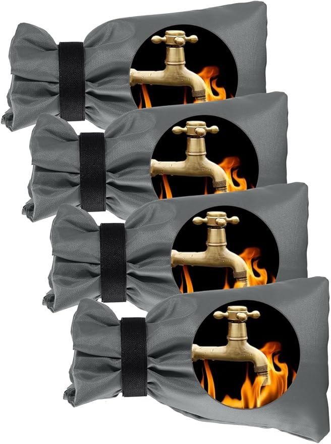 Wohohoho Outdoor Faucet Covers for Winter, 4 Packs Pro 10" H x 7" W Black Outside Faucet Cover Freeze Protection, Reusable Waterproof Insulated Spigot Cover, Thickened Garden Faucet Socks Hose Bibs