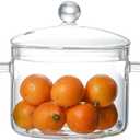 Glass Cooking Pot, 1.7L/57oz Heat-Resistant Borosilicate Glass Saucepan with Cover, Cookware Set Stovetop Pot for Soup, Pasta,& Baby Food (57OZ)