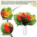 Hotop 12 Pcs Artificial Tropical Bouquet Artificial Tropical Flowers Centerpieces for Tables Bromeliad Monstera Palm Leaves and Heliconia for Hawaiian Party Birthday Wedding Table Decor