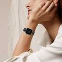 Metal Band Compatible for Fitbit Versa 2/1/Lite/SE, 22mm Dressy Stainless Steel Chain Strap Designer Wristband for Fitbit Versa Smartwatch (Black)