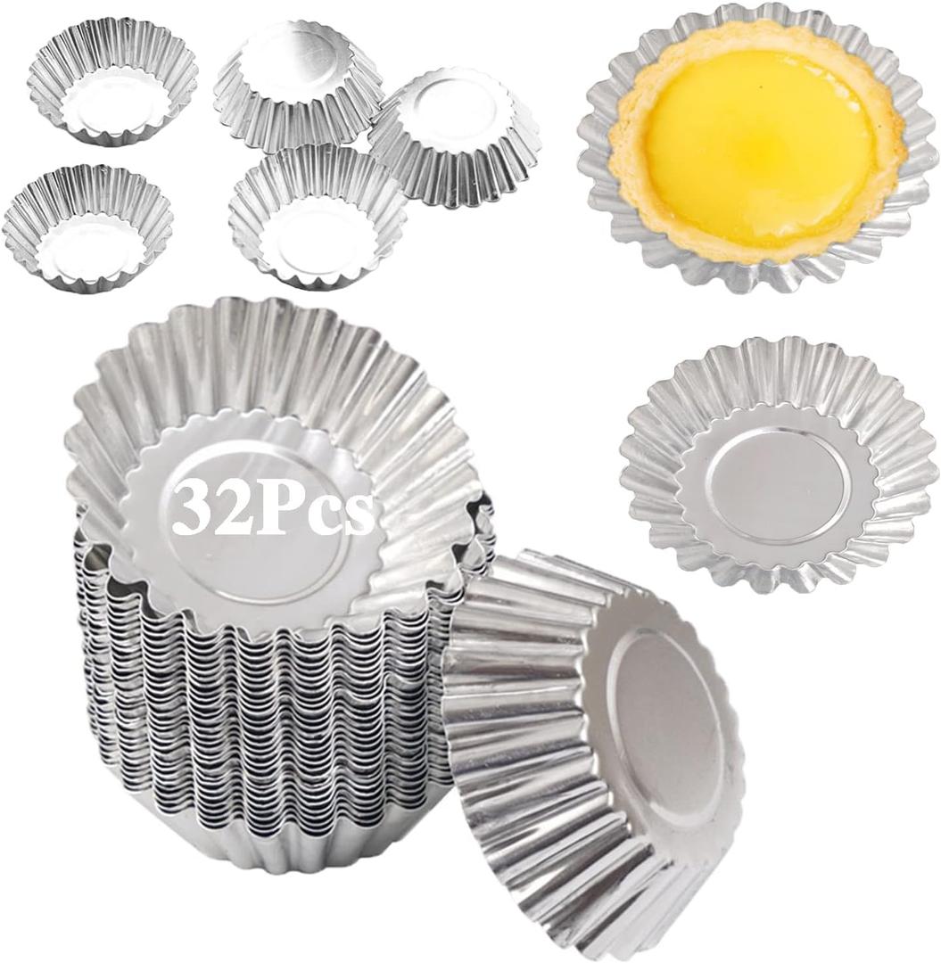 32Pcs Egg Tart Molds, Mini Tart Pan Aluminium Pie Tins Cupcake Pudding Muffin Baking Cups
Amazon's Choice