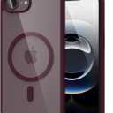 oakxco for iPhone 17e 16e Case Clear Magnetic Compatible with Magsafe, Cute Thin Slim Transparent Anti-Yellow Acrylic, Hybird Hard Plastic & Silicone Girly Mag Safe Case for Women Men, Burgundy Maroon