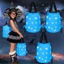 3 Pcs Halloween Light up Kids LED Trick or Treat Drawstring Bags Multipurpose Reusable Candy Goodies Snack for Halloween Supplies Favors(Blue)