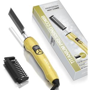 Electric Hot Comb Titanium Anti-Scald Straightening Comb for Wigs, Pressing Combs for Black Women Hair, Fast Heating Straightening and Styling for All Hair Types