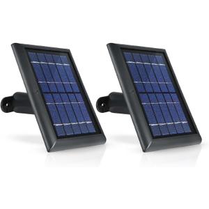 Wasserstein Solar Panel Compatible with Ring Spotlight Cam/Plus/Pro Battery, Stick Up Cam/Pro & Outdoor Cam Plus Battery - Continuous Power for Ring Surveillance Camera (2-Pack, Black)