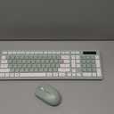 Wireless Keyboard and Mouse Combo, Full-Sized Wireless Keyboard and Adjustable DPI Mouse, 2.4GHz USB Receiver, Silent Keyboard and Mouse for PC, Windows, MAC, Desktop, Laptop (Avocado Green)