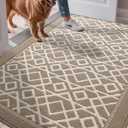 LUMI Washable Indoor Entrance Doormat 24"x36", Absorbent Quick-Dry Door Mat, Dirt Trapper Non-Slip Low Profile Entryway Mats for High Traffic, Diamond Taupe