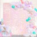 Square Sequin Wall Panels Shimmer Wall Birthday Party Backdrop Decorations Background 3ftx4ft (Iridescent Pink)