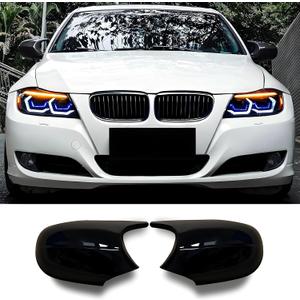 Mirror Caps Gloss Black Compatible with 3 Series E90 E91 2008-20011 E92 E93 2010-2013, 1 Series E81 E82 E87 E88 LCI Models Rearview Side Wing Mirror Cover Caps