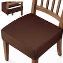 Songrey Waterproof Seat Covers for Dining Chairs Set of 3, No Rear Chair Covers, Stretch Removable Washable Chair Slipcover Protector, Chocolate