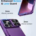 BXYJY for iPhone 16 Pro Case with Camera Cover, Built-in Credit Card Holder (4-5 Cards), Military Grade Protection, Heavy Duty Women Men Protective Wallet Phone Case for iPhone 16 Pro, Dark Purple