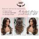 Highlight Dark Brown Layered Wavy Wig With Curtain Bangs for Women Dark Brown Mixed Honey Blonde Wavy Wig Natural Looking Synthetic Blonde Layered Heat Resistant for Daily Party Use 24inch