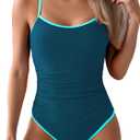Eomenie Women's One Piece Swimsuit Tummy Control Slimming Bathing Suit Color Block Spaghetti Strap 1 Piece Swim Suit Swimwear, Small