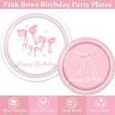 Pink Bow Birthday Party Supplies Serve 24, Coquette Birthday Decorations Include Bow Plates Napkins Cups Banner Tablecloth Cake Topper Balloons Bow Theme Tableware for Girls Bachelorette Decor
