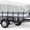 Pontoon Boat Cover, Waterproof 1200D Pontoon Cover with Motor Cover, 21-24 FT Canvas Boat Cover for Pontoon, Gray (Length: 21'-24' Beam Width: up to 102")