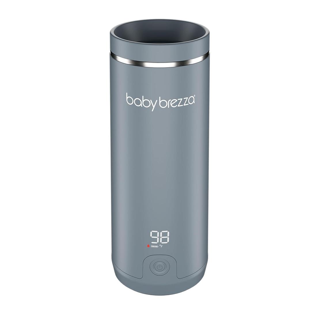 Baby Brezza Portable Warmer  3X Faster Baby Bottle Warming - Travel Breastmilk and Formula Warmer - Safe, Even Heating - Up to 9oz - No Adapters, Grey (Gray)