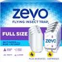 Zevo 4 Flying Insect Traps & 4 Cartridges - Plug In Fly Trap & Indoor Bug Catcher for Gnats, House & Fruit Flies - Mess-Free - Use in Any Room - Uses Blue & UV Light (4 Plug In Devices & 4 Cartridges)