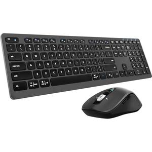 Wireless Keyboard Mouse Combo, Scissor-Switch Keys, 2-in-1 USB Receiver and Two Bluetooth, Multi Device Silent Design for Computer, Laptop, MacBook and iPad (Graphite)