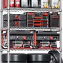 IZEUK 5-Tier Heavy Duty Metal Storage Shelving Unit (Chrome, 17.7" D x 47.2" W x 72.3" H, 1750 lbs Capacity), Adjustable Steel Wire Rack Shelf Organizer for Garage, Kitchen, Pantry, Basement, Laundry