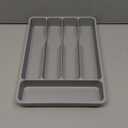 Lifewit Silverware Drawer Organizer Tray, Plastic Cutlery Storage for Kitchen Drawer, Flatware and Utensil Holder Divider for Spoons Forks Knives Tableware, 5 Compartment, Gray (9.1 x 12.6 inch (5 Slots))