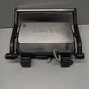 Chefman Electric Panini Press Grill, Compact 2-Slice Sandwich Maker, Non-Stick Coated Plates, Opens 180 Degrees, Dishwasher Safe, Removable Drip Tray, Stainless Steel/Black