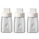 LOYUYU Kitchen Sodium Calcium Glass Spice Jars Seasonning Box Set of 3, Condiment Pots Spice Jars, Retractable Spoon and Lid Combination Design, Airtight Cap 9.7oz White